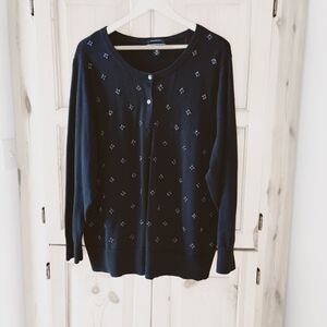 Lands' End Dark Sweater with Subtle Embellishments Size 2X